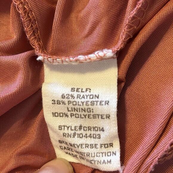 Coral Medium Flutter Sleeve Smocked Midi Dress Womens Casual Tiered Gauze - Picture 7 of 11